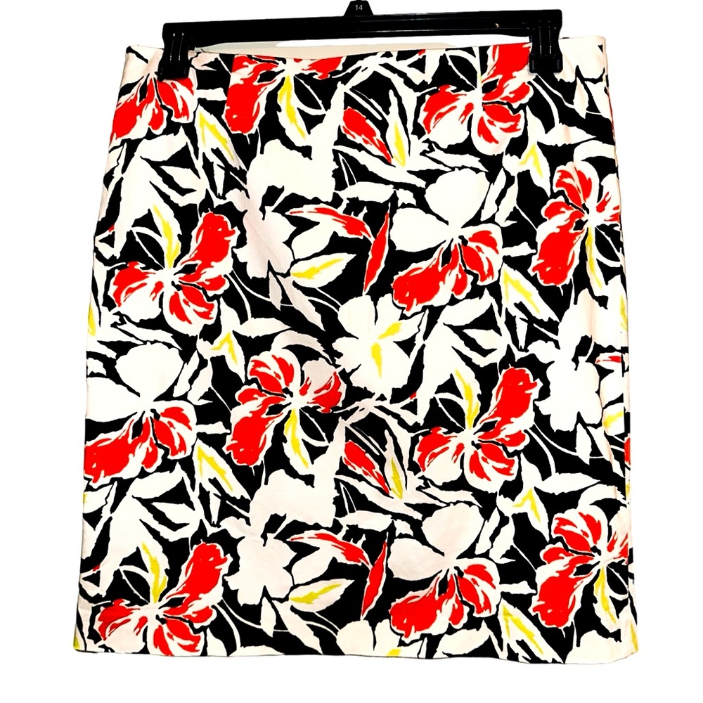 Jones Wear Tropical Floral Graphic Print Cotton Spandex Skirt Resort Beach Sz 12
